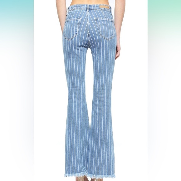 Like new Cello Blue and White Striped Flare Jeans - Picture 3 of 3